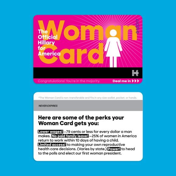 2016 THE OFFICIAL HILARY CLINTON FOR AMERICA WOMAN CARD . DEAL ME IN . DEMOCRAT - Picture 10 of 11